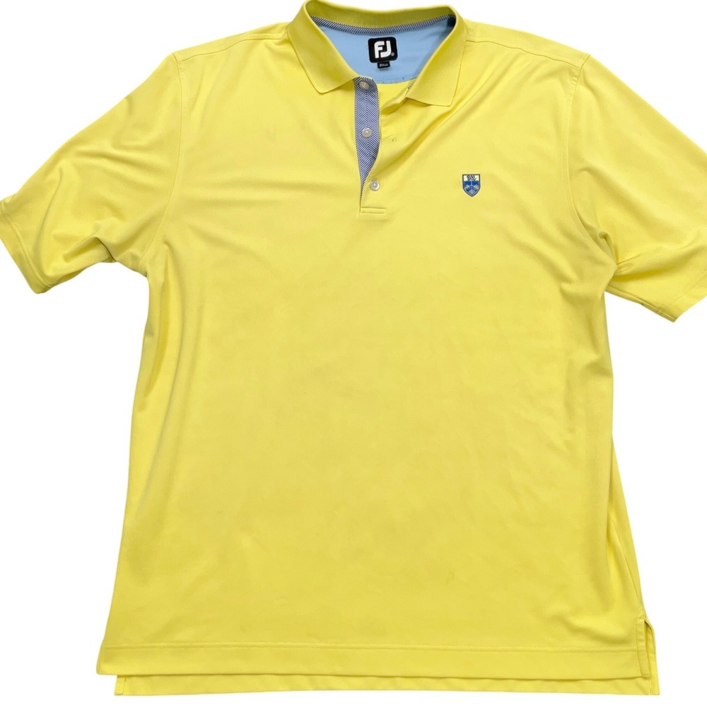 FottJoy Polo Shirt Men XL Yellow Golf Brookside Country Club Logo Short Sleeve